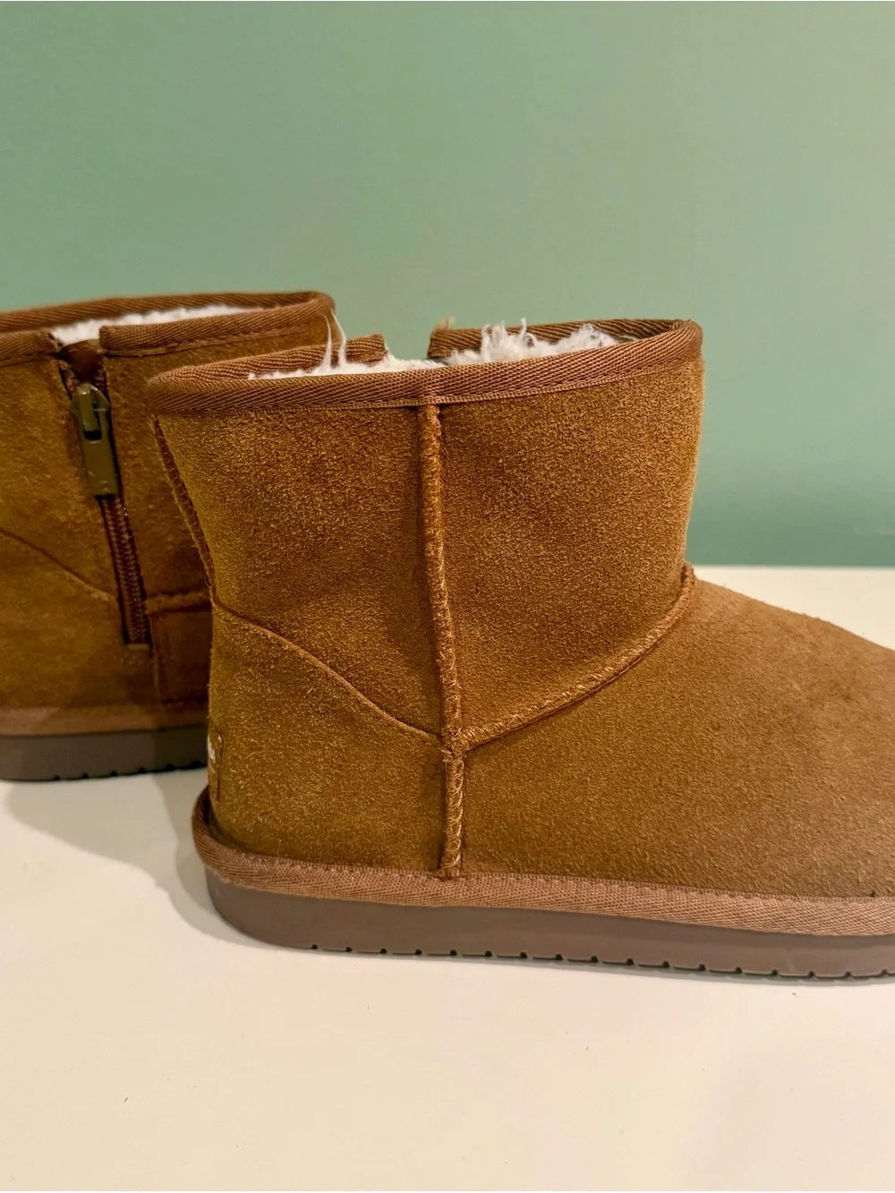 Koolaburra Kids Tan Suede Zip Ankle Boots